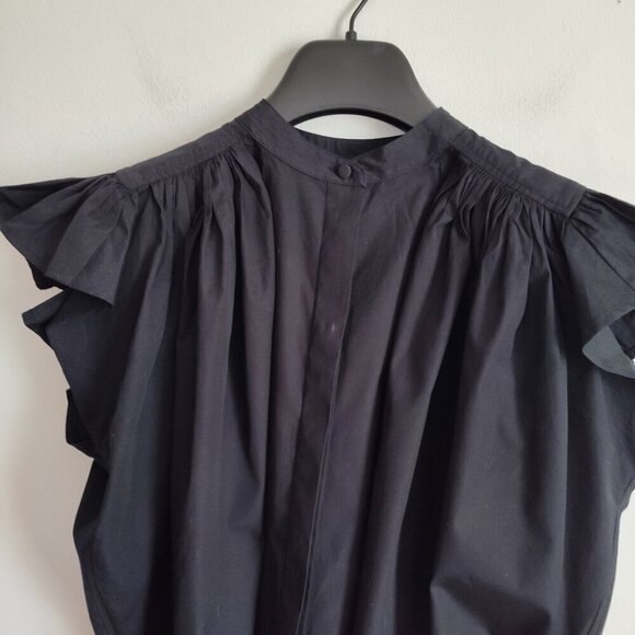 Ladies SZ M Madewell Black Poplin Button-Up Shirt - Picture 2 of 4